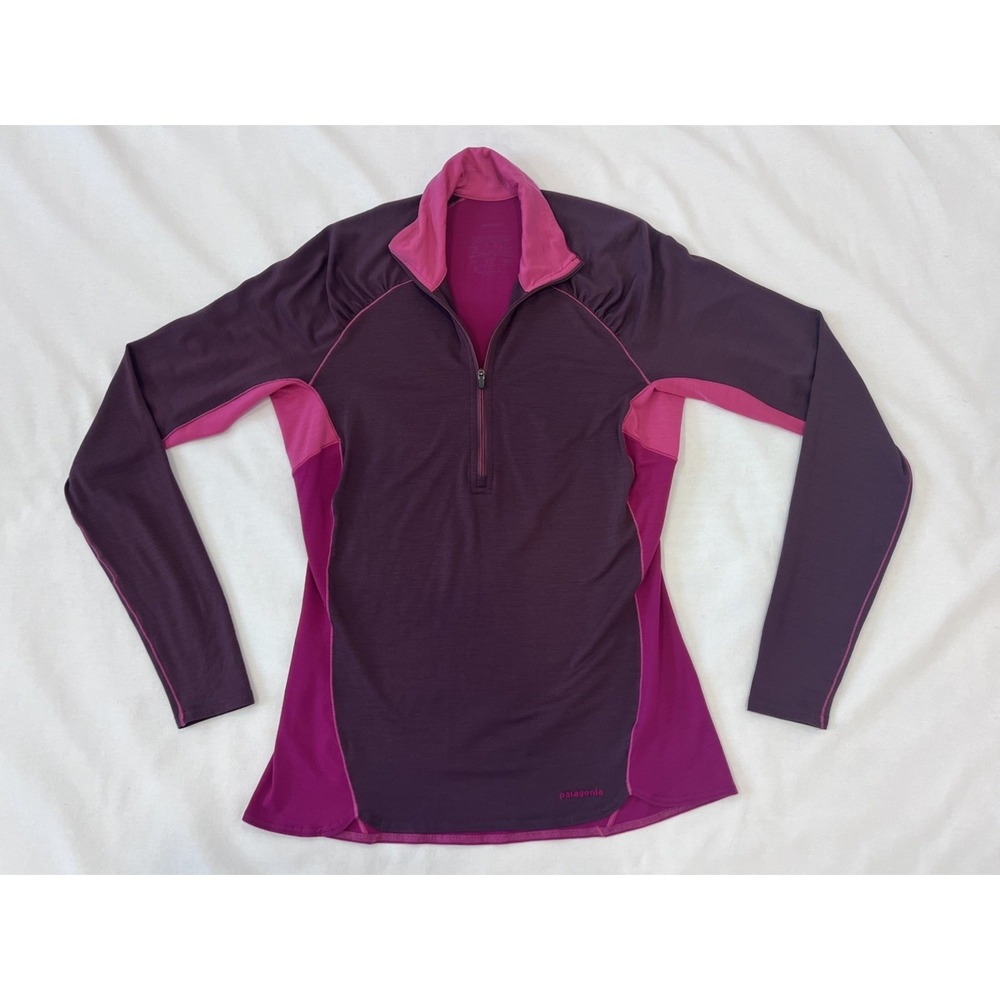 Patagonia Women's Purple Capilene Lightweight 1/2 Zip Base Layer Sweatshirt L